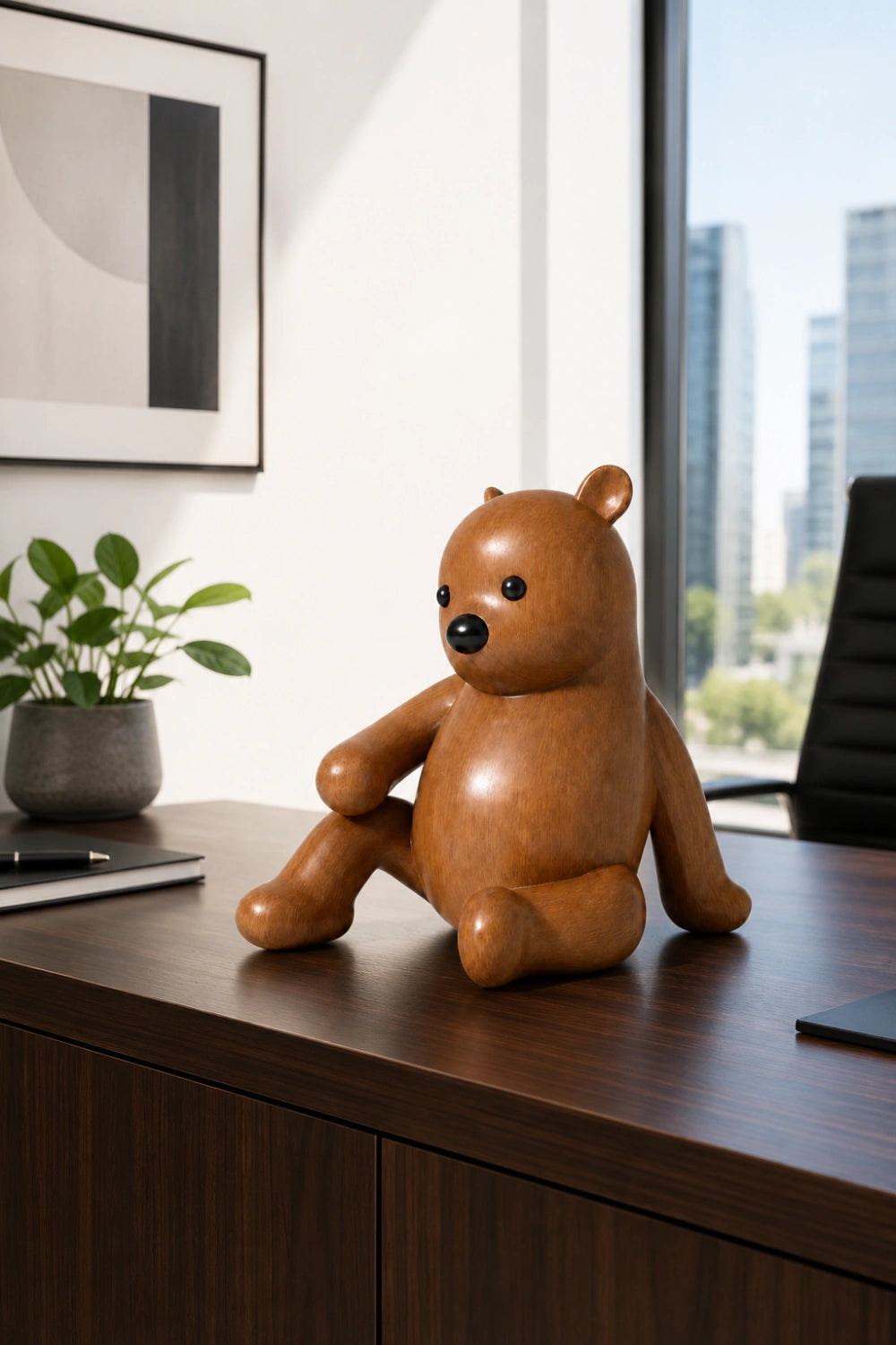 Cute Wooden Teddy Bear Figurine | Nursery Decoration Gift