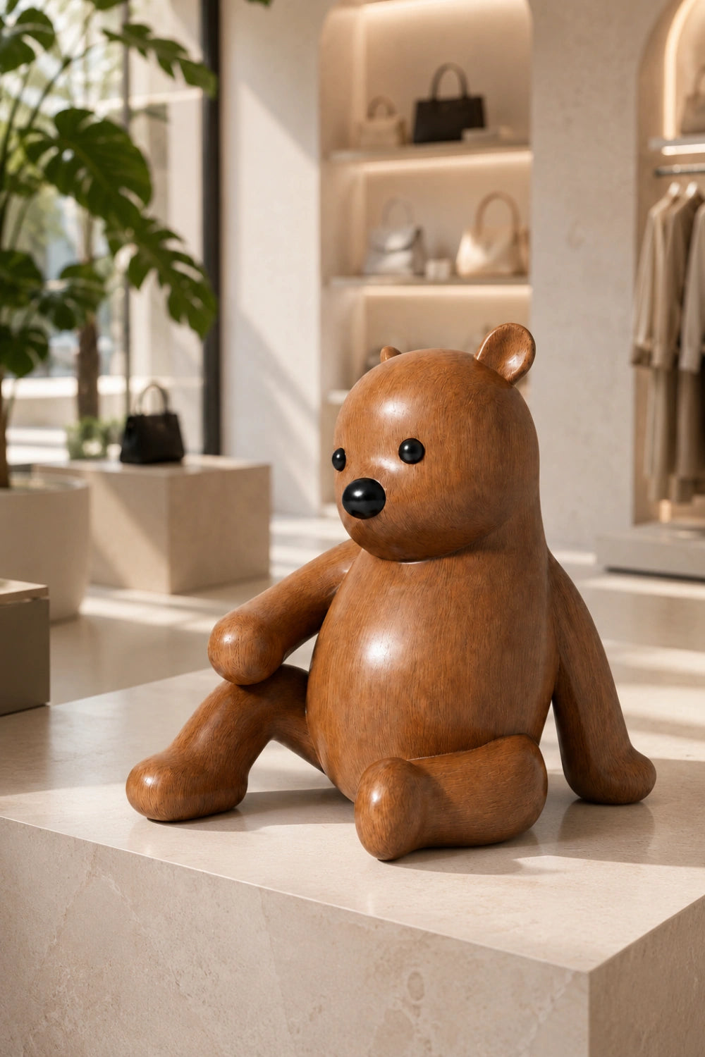 Cute Wooden Teddy Bear Figurine | Nursery Decoration Gift