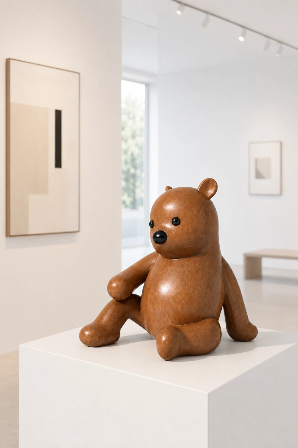 Cute Wooden Teddy Bear Figurine | Nursery Decoration Gift