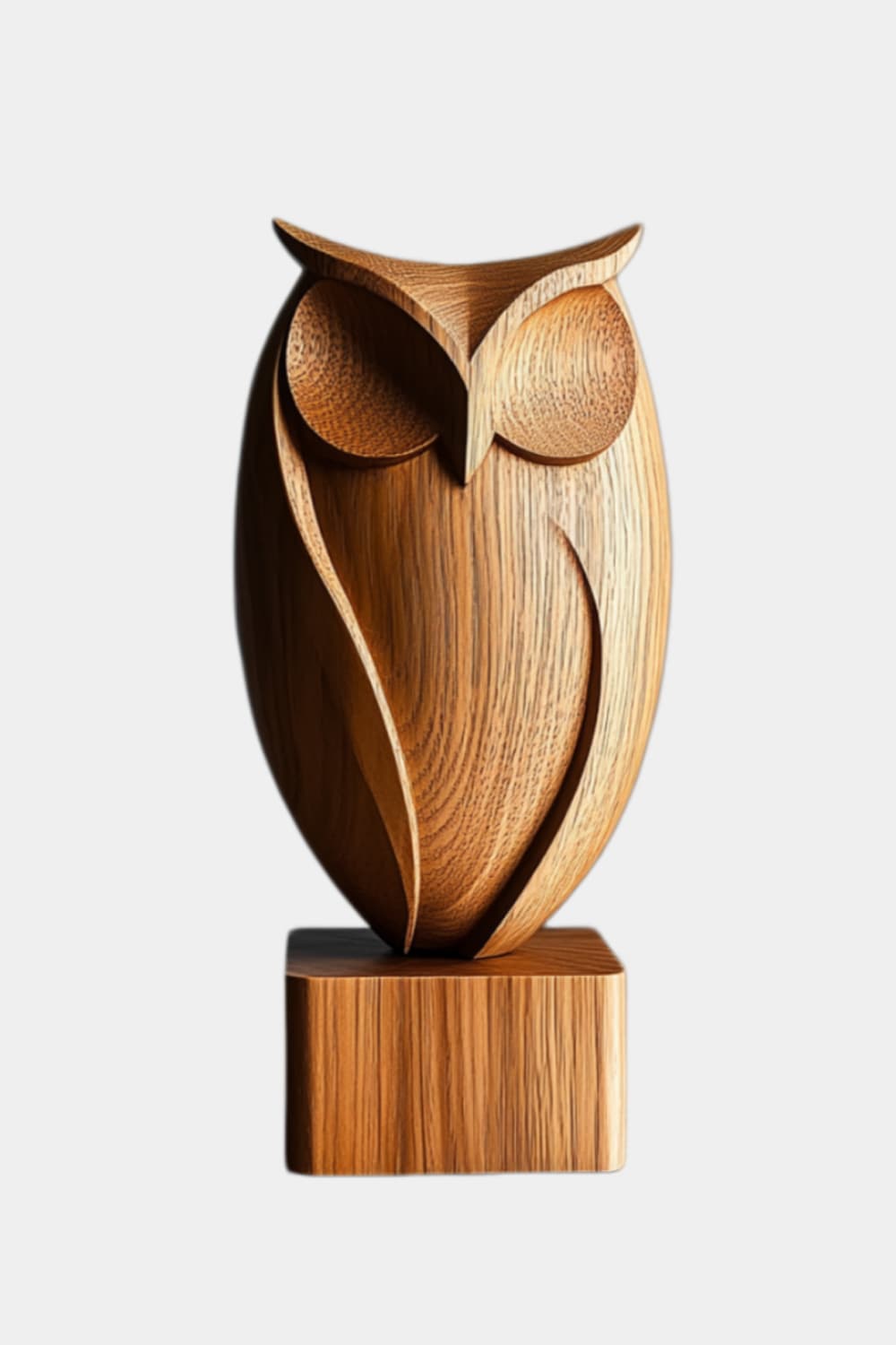 Modern Wood Carved Owl Statue | Aesthetic Bird Decoration Gift