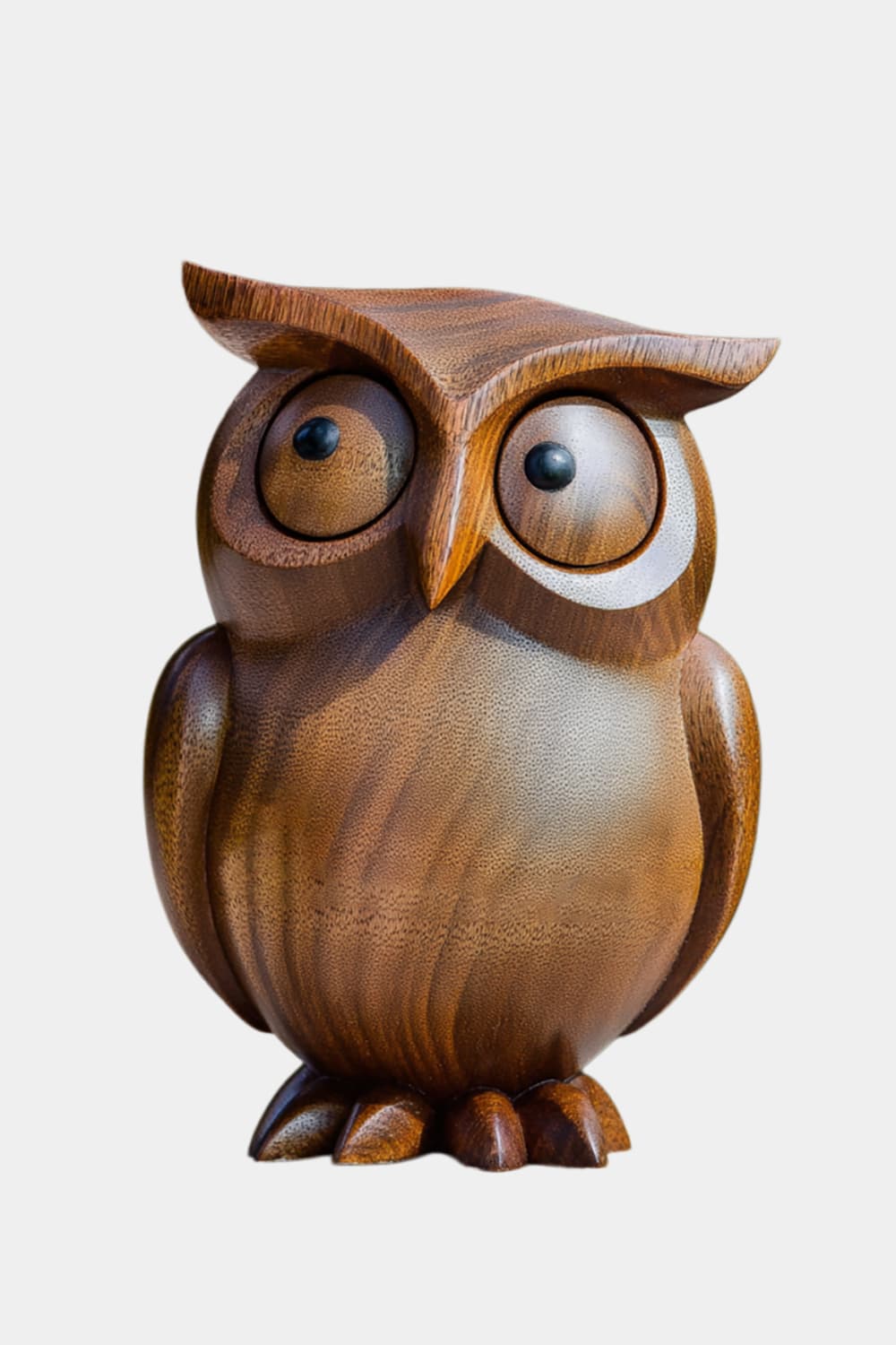 Hand Carved Wooden Owl Figurine | Cute Bird Decoration Gift