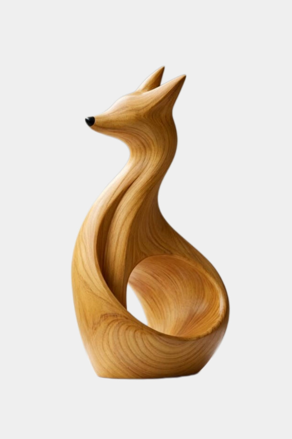Carved Wood Fox Sculpture | Wooden Fox Figurine | Woodland Home Decor