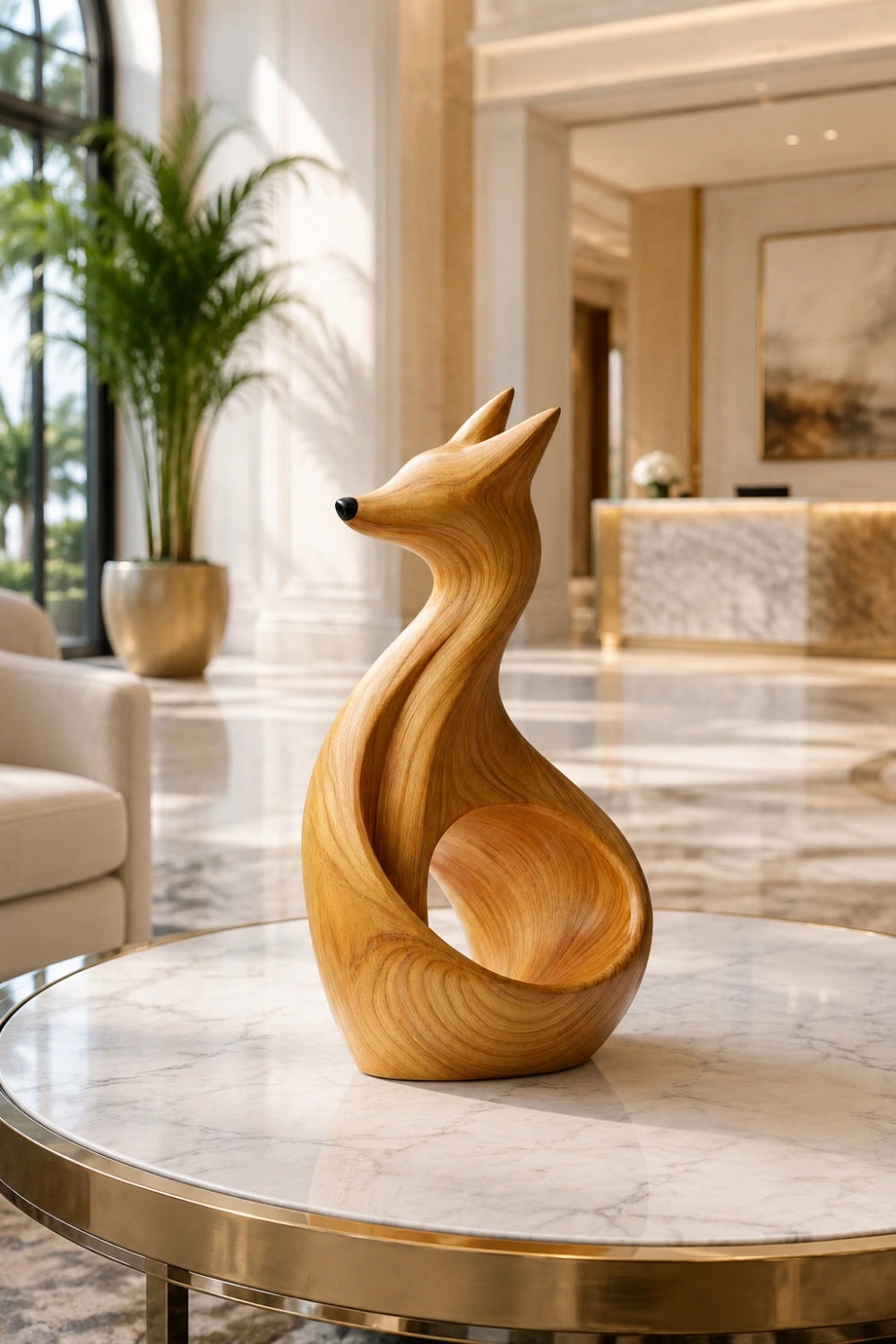 Carved Wood Fox Sculpture | Wooden Fox Figurine | Woodland Home Decor