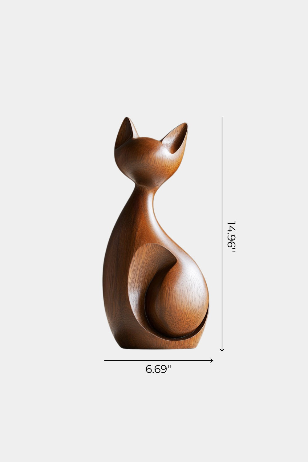 Minimalist Wooden Cat Sculpture | Modern Abstract Feline Figurine