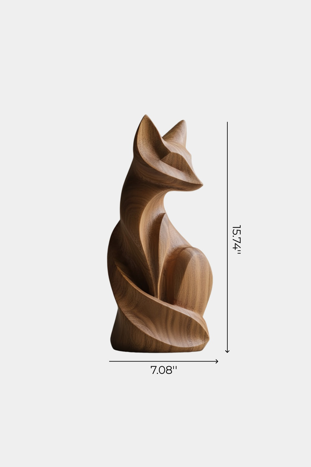 Modern Carved Wooden Fox Statue | Rustic Woodland Home Decor