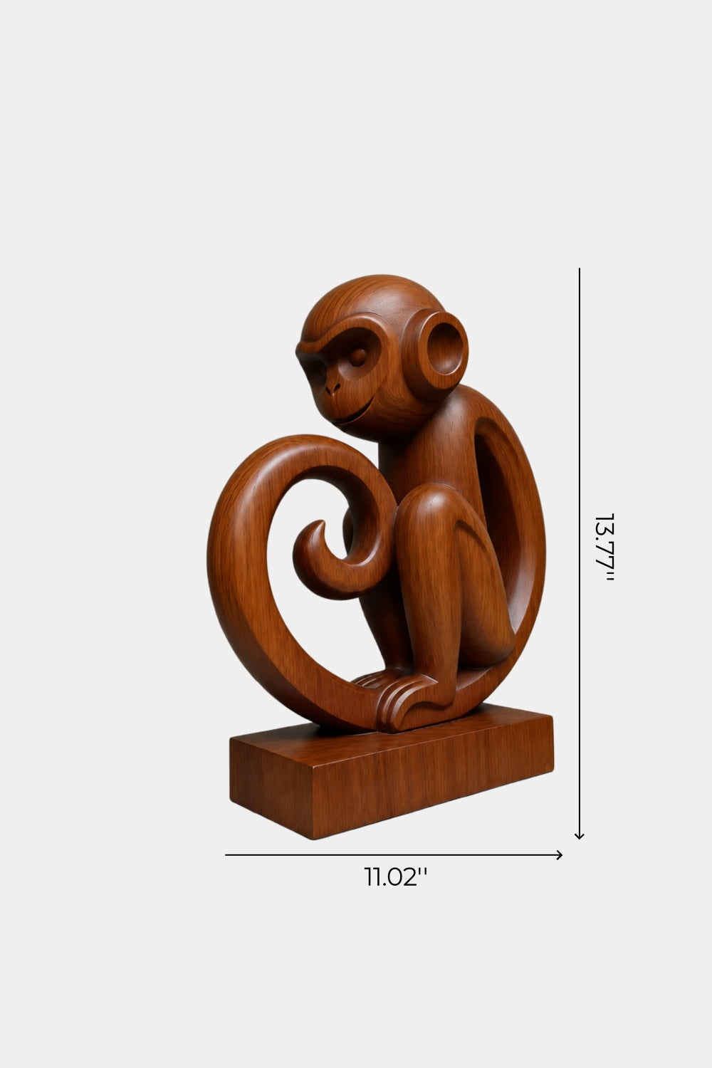 Carved Wooden Monkey Sculpture | Mid-Century Animal Figurine