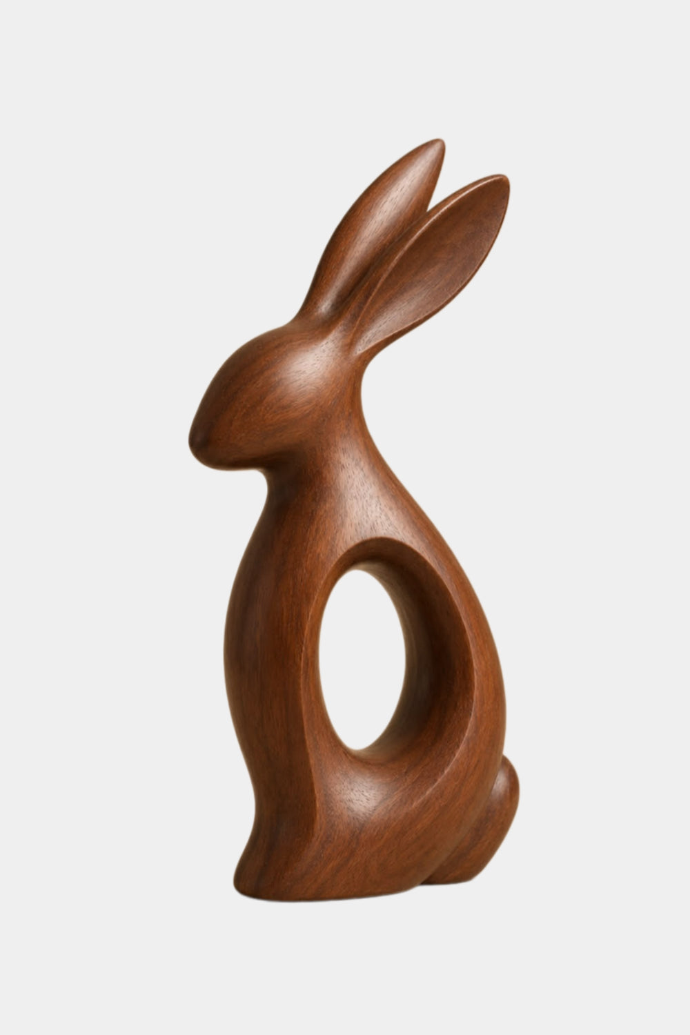 Minimalist Wooden Rabbit Sculpture | Carved Wood Hare Decor