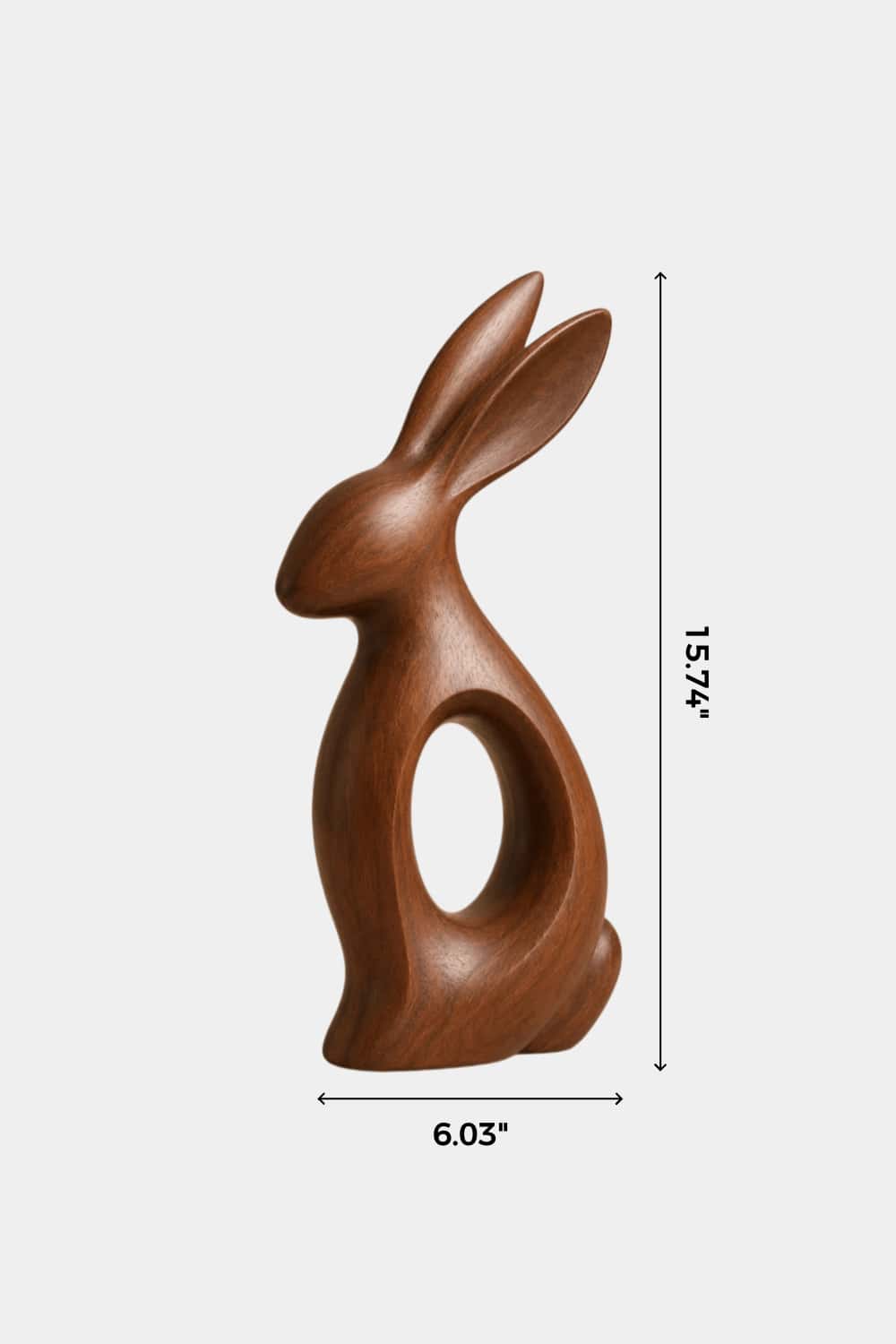 Minimalist Wooden Rabbit Sculpture | Carved Wood Hare Decor