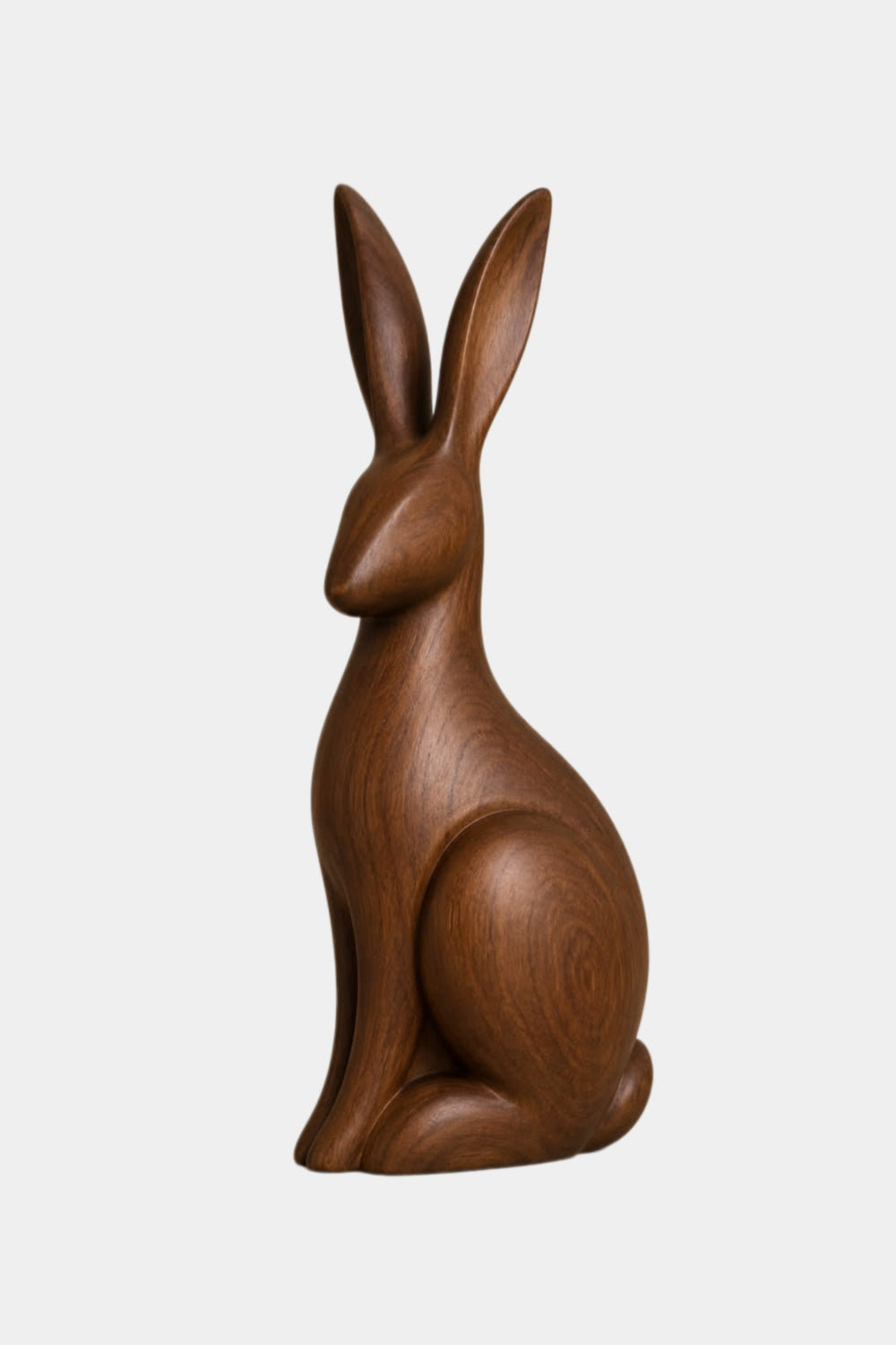 Upright Wooden Hare Statue | Carved Rabbit Figurine Decor
