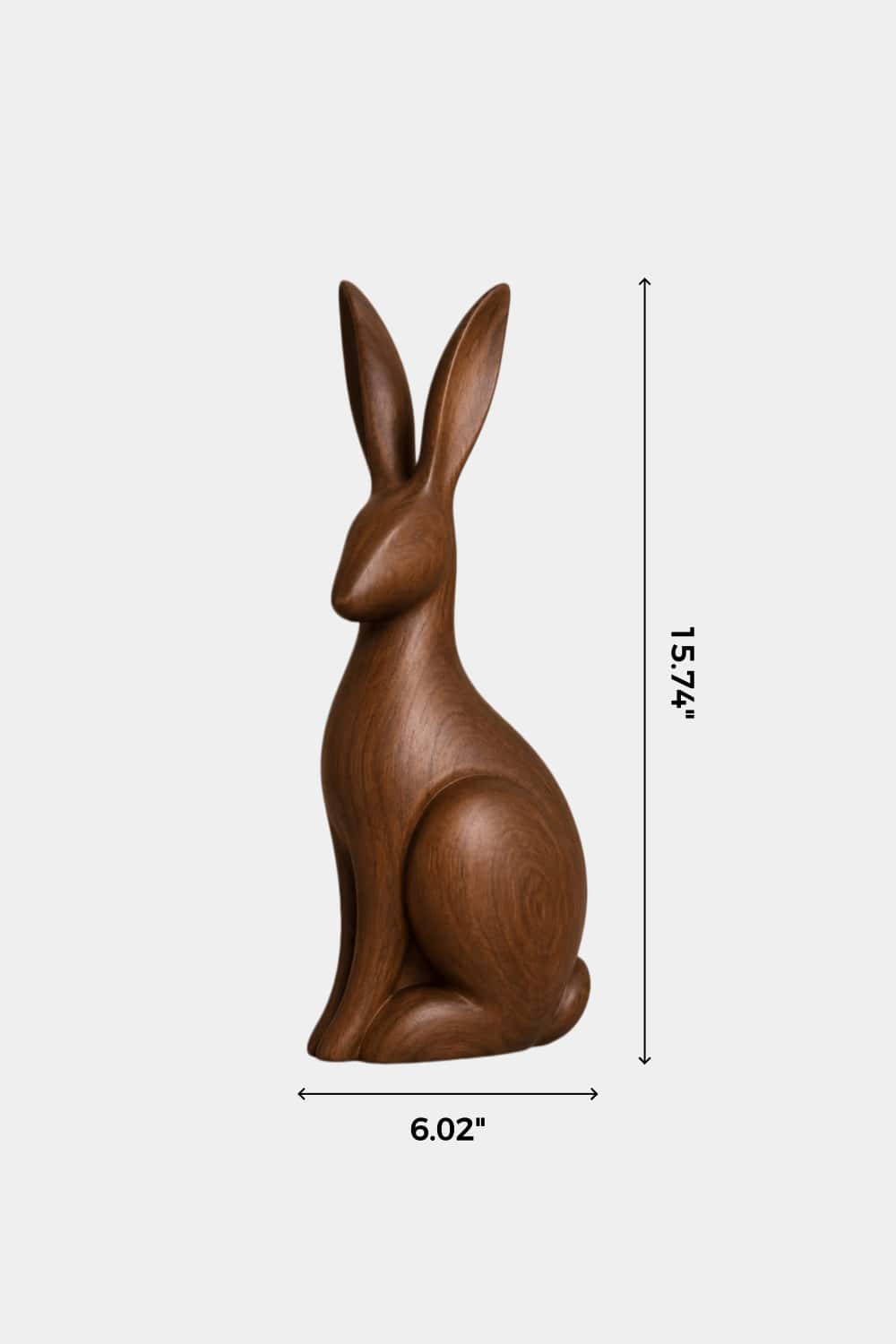 Upright Wooden Hare Statue | Carved Rabbit Figurine Decor