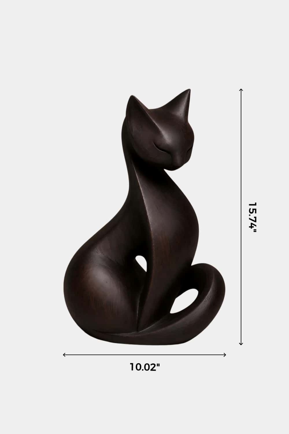 Dark Wood Cat Sculpture | Sleek Ebony Feline Figurine