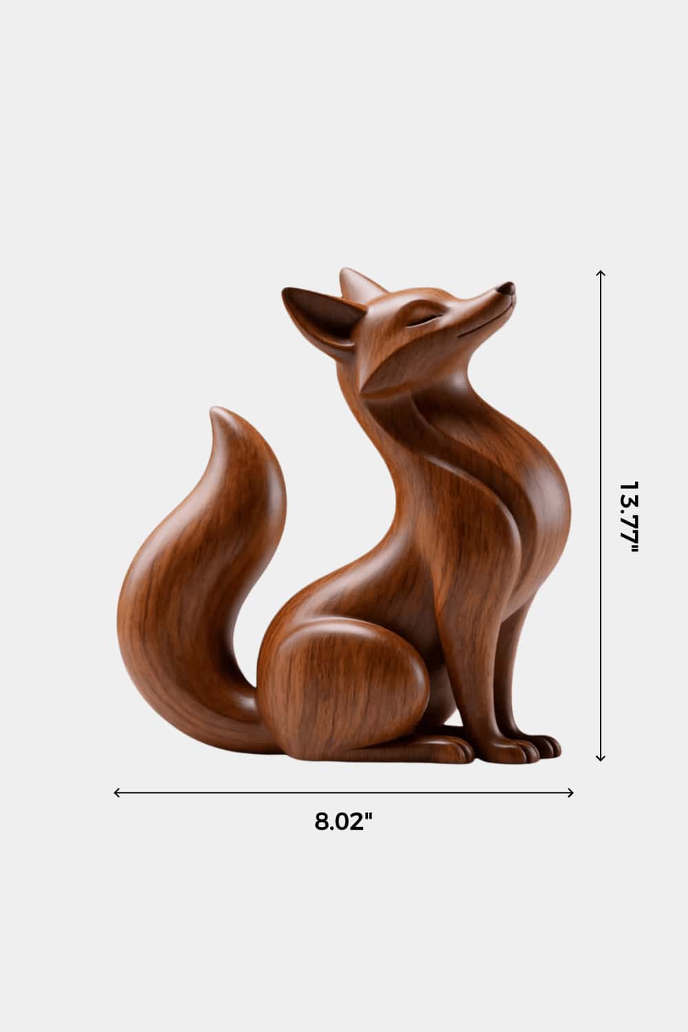 Wooden Fox Statue | Carved Forest Animal Figurine Decor