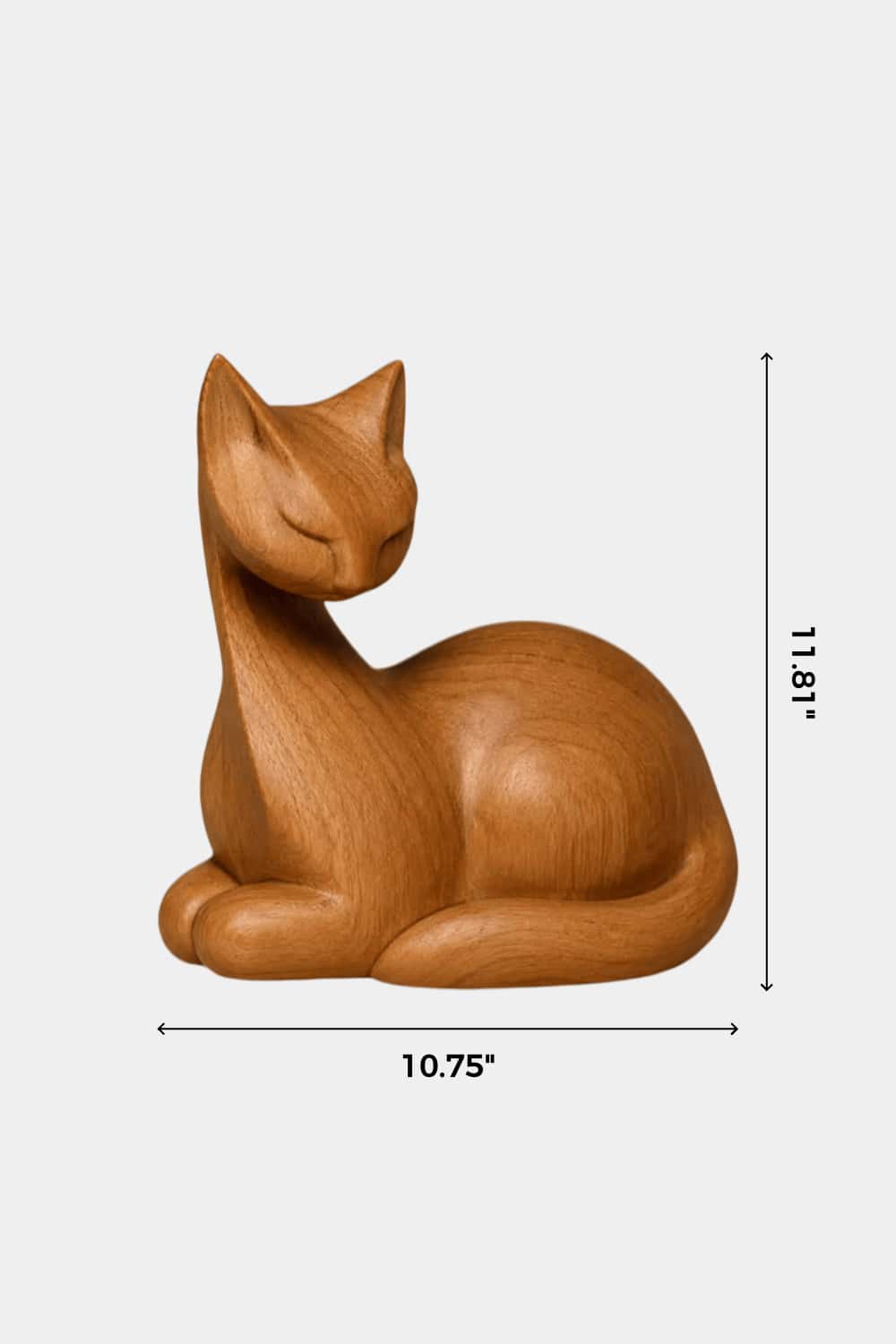 Natural Wood Cat Figurine | Resting Feline Statue Decor
