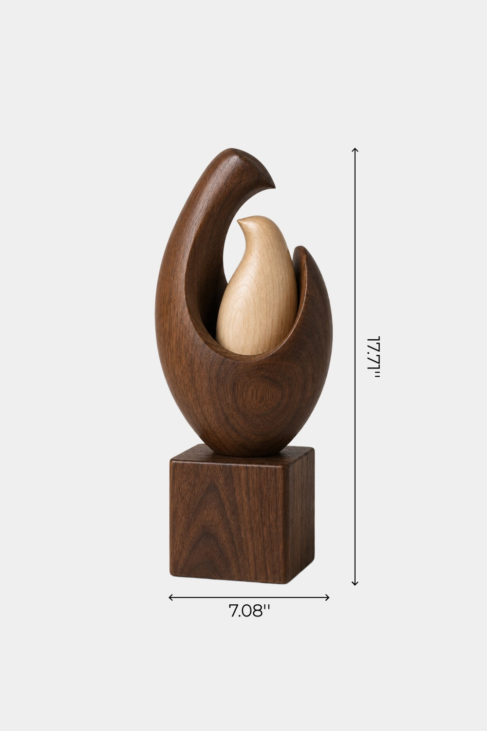Mother Child Bird Wood Sculpture | Nesting Bird Statue | Family Art Gift