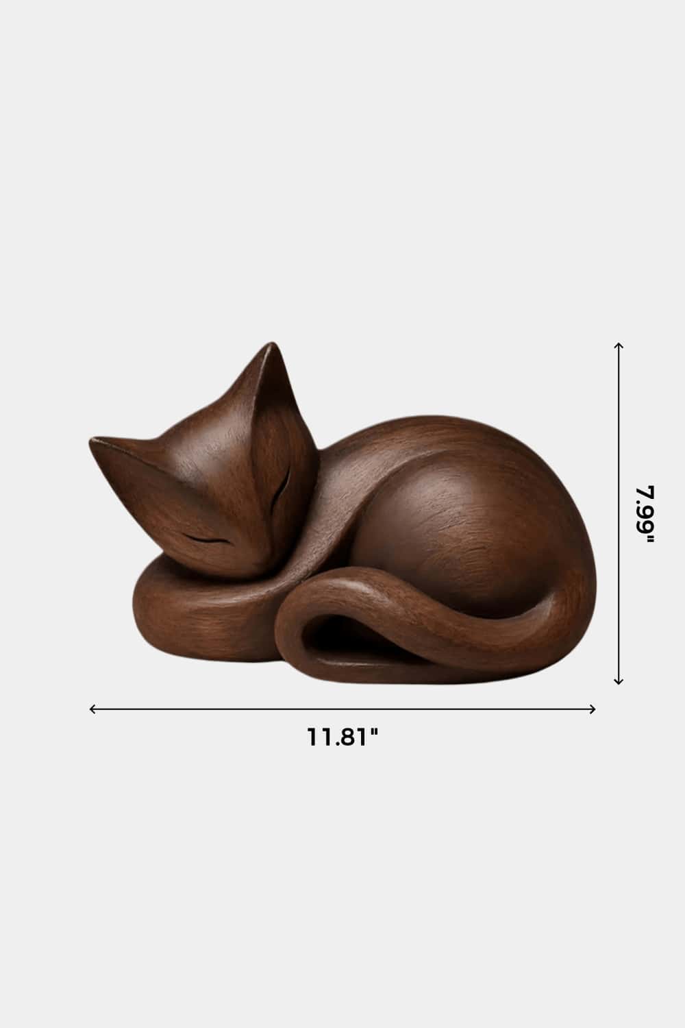 Sleeping Wooden Cat Sculpture | Curled Wood Feline Decor