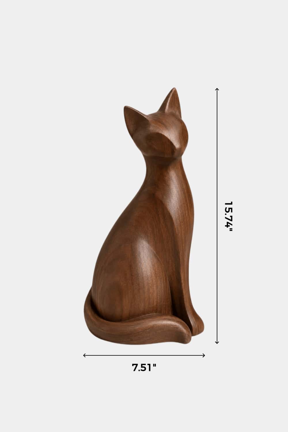 Seated Wooden Cat Sculpture | Minimalist Feline Statue