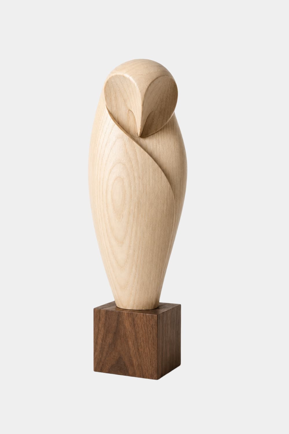 Minimalist Wooden Owl Statue | Carved Barn Owl Figurine