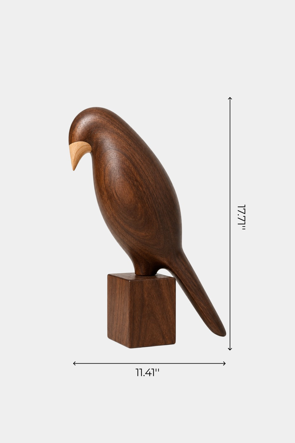 Wooden Bird Figurine Sculpture | Mid-Century Avian Decor