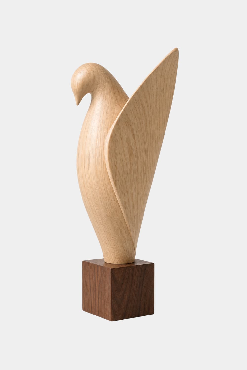 Wooden Bird Sculpture | Modern Uplifted Wing Statue