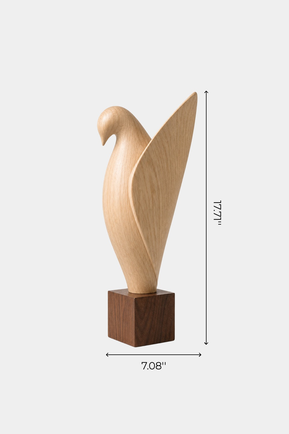 Wooden Bird Sculpture | Modern Uplifted Wing Statue