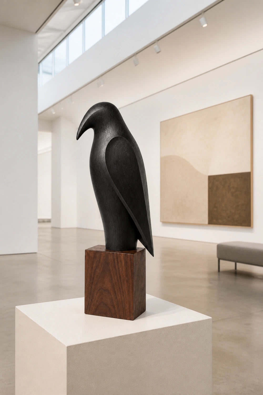 Black Wood Bird Statue | Carved Ebony Bird Figurine