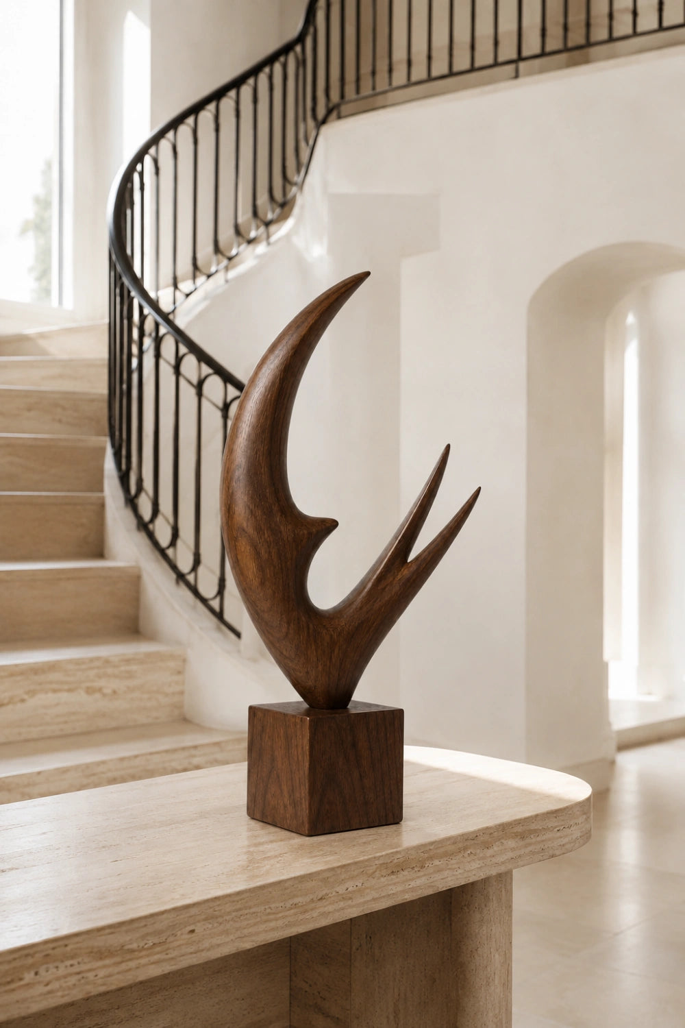 Abstract Wood Soaring Bird Sculpture | Flying Swallow Statue | Minimalist Desk Art Gift