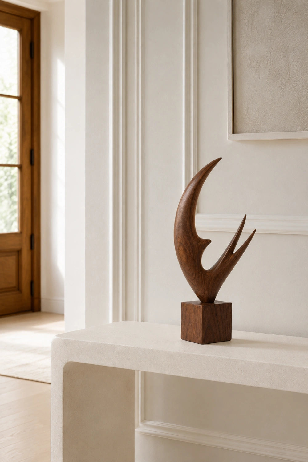 Abstract Wood Soaring Bird Sculpture | Flying Swallow Statue | Minimalist Desk Art Gift
