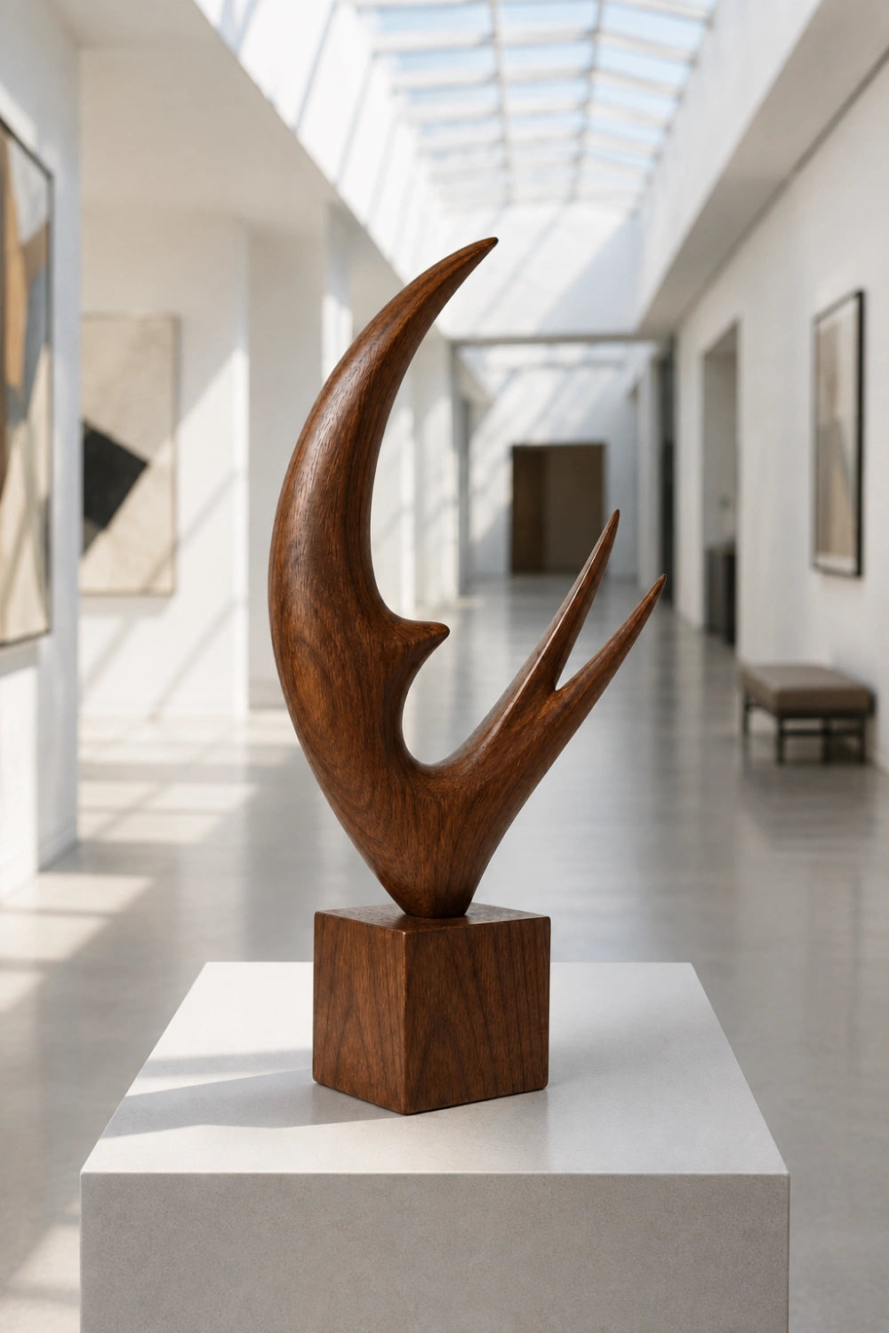 Abstract Wood Soaring Bird Sculpture | Flying Swallow Statue | Minimalist Desk Art Gift