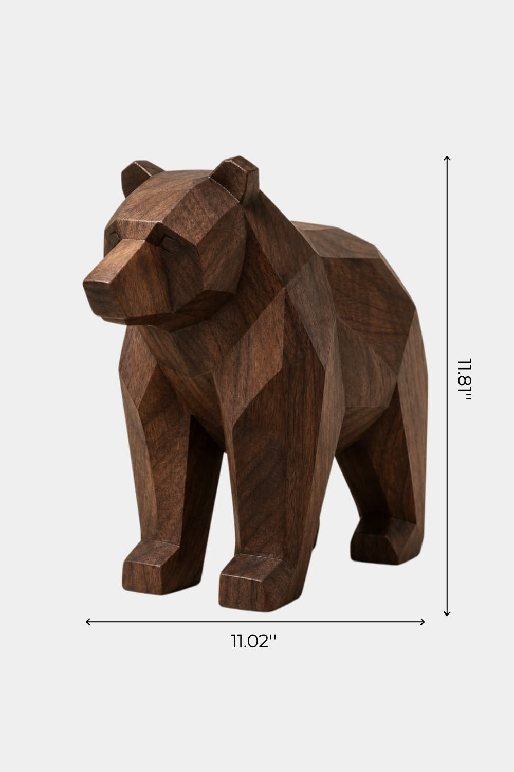 Wooden Bear Statue | Geometric Carved Grizzly Figurine