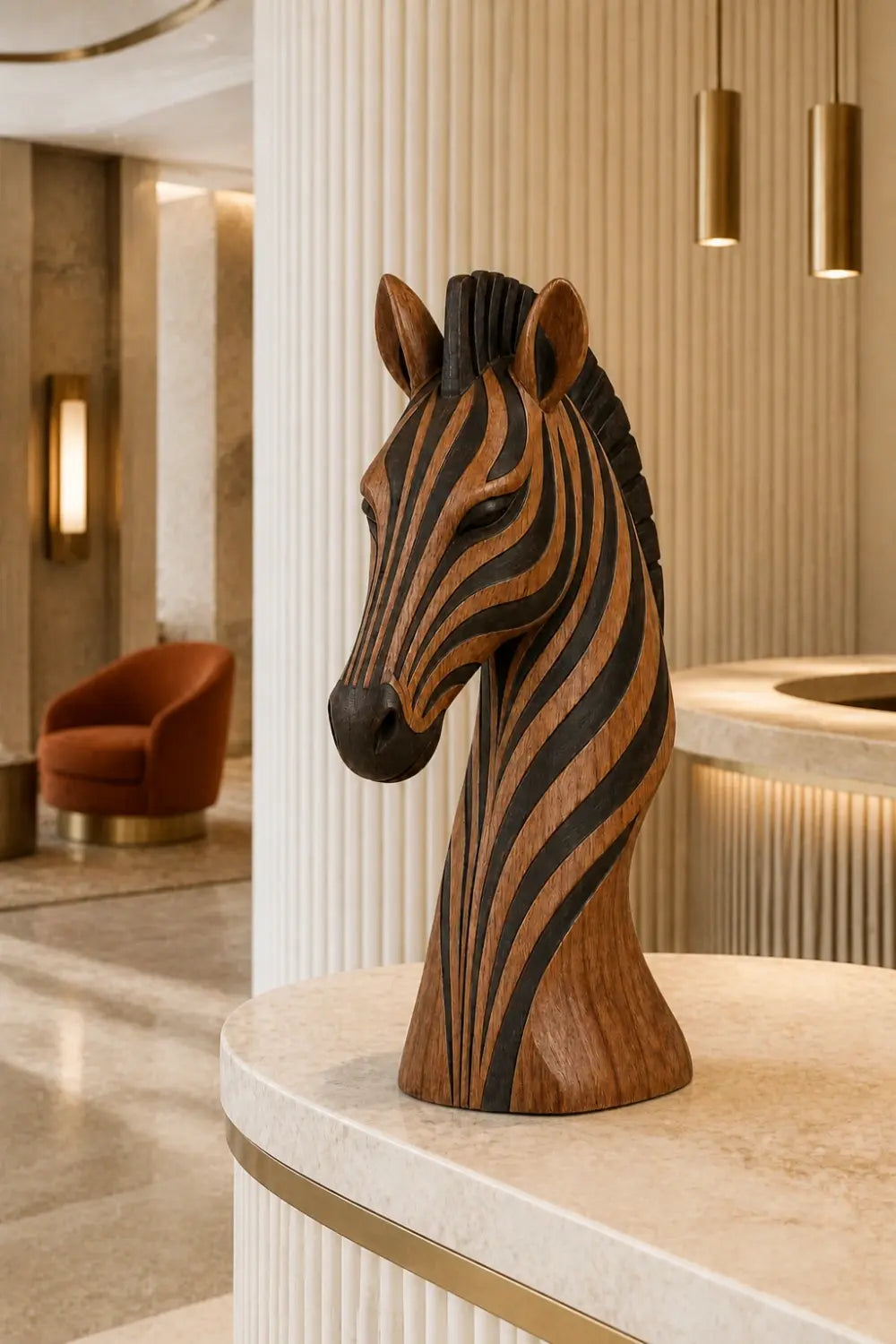 Handcrafted Wooden Zebra Head Sculpture | African Safari Animal Art Decor