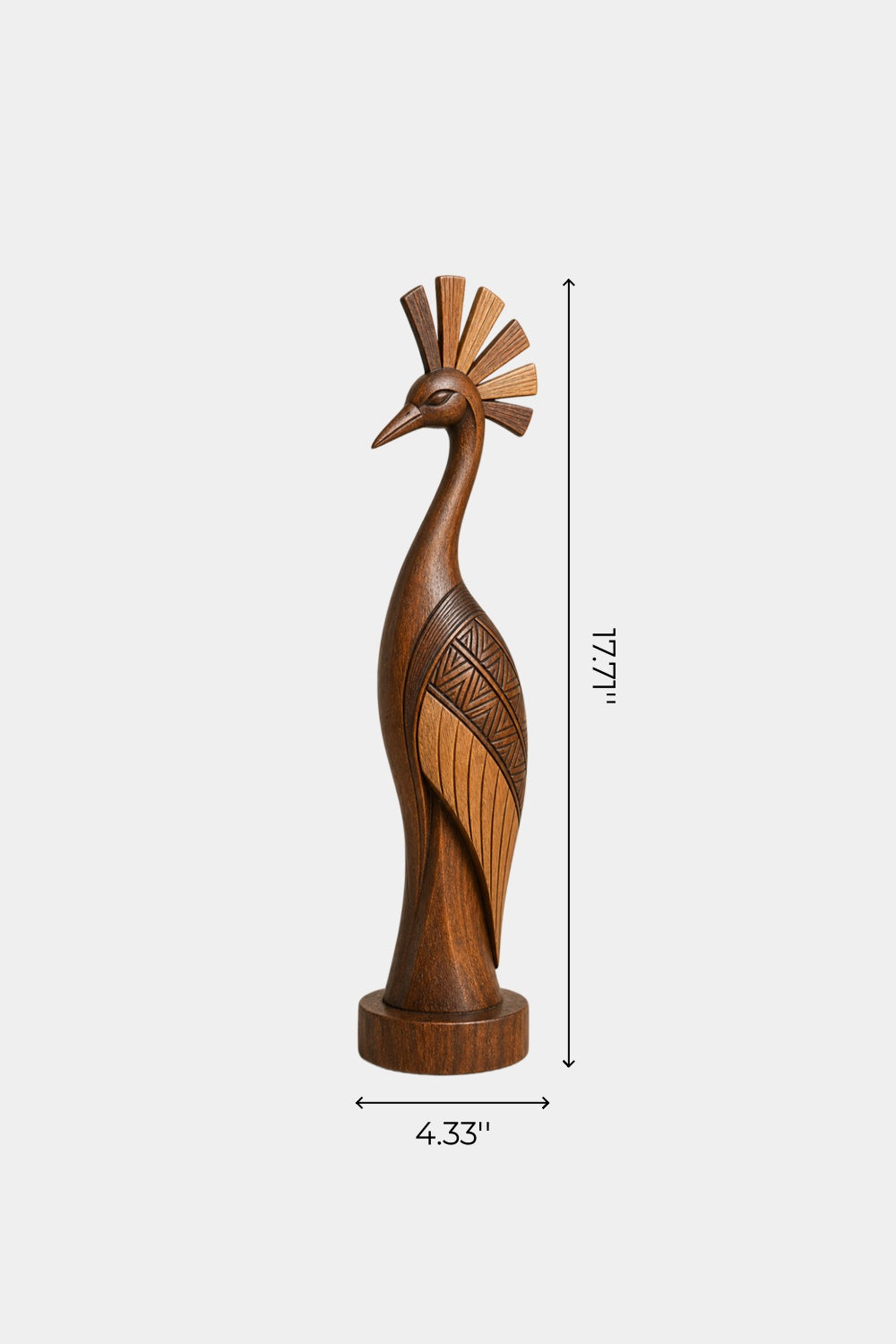 Carved Wooden Bird Sculpture | Tribal Boho Peacock Art Decor