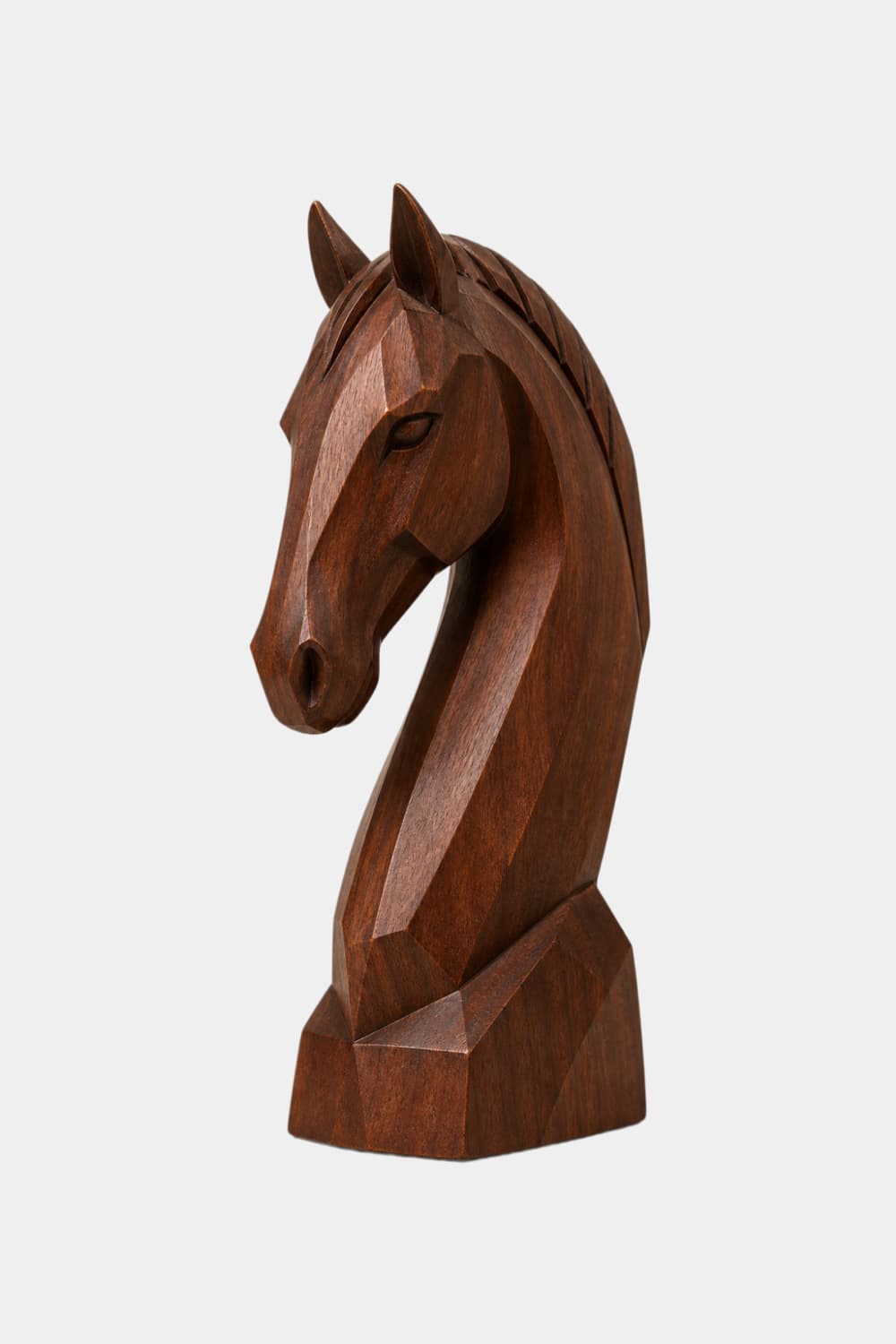 Minimalist Wooden Horse Head Sculpture | Mid Century Abstract Animal Art Accent