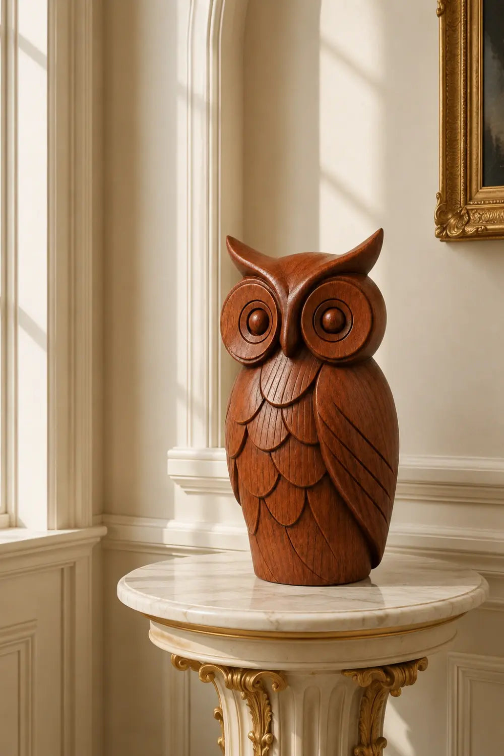 Arved Wooden Owl Figurine | Mid Century Animal Statue & Gift For Owl Lovers