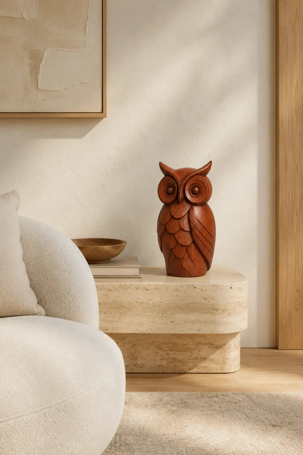 Arved Wooden Owl Figurine | Mid Century Animal Statue & Gift For Owl Lovers
