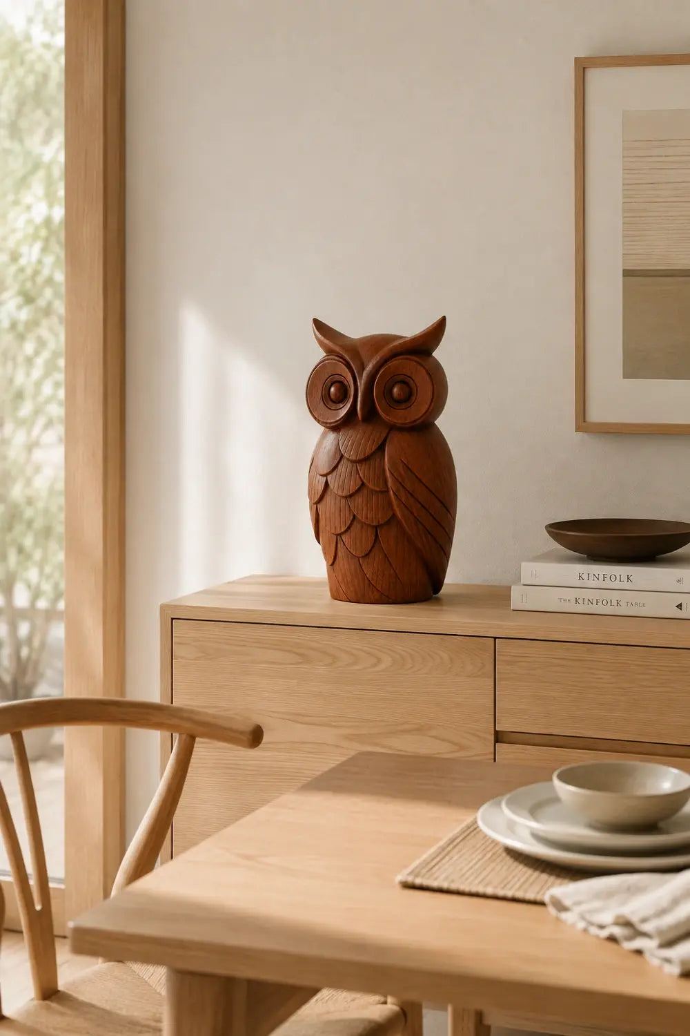 Arved Wooden Owl Figurine | Mid Century Animal Statue & Gift For Owl Lovers