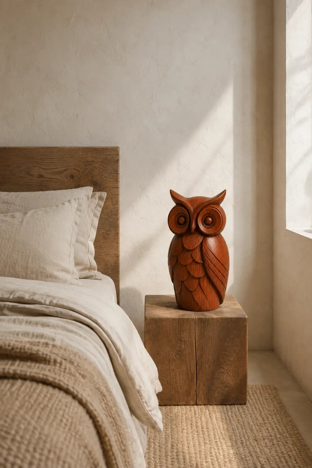 Arved Wooden Owl Figurine | Mid Century Animal Statue & Gift For Owl Lovers