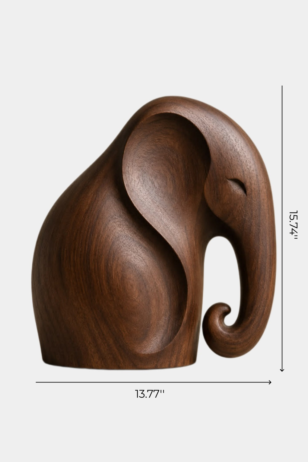 Smooth Wooden Elephant Statue Figurine | Sleek Modern Animal Table Decor
