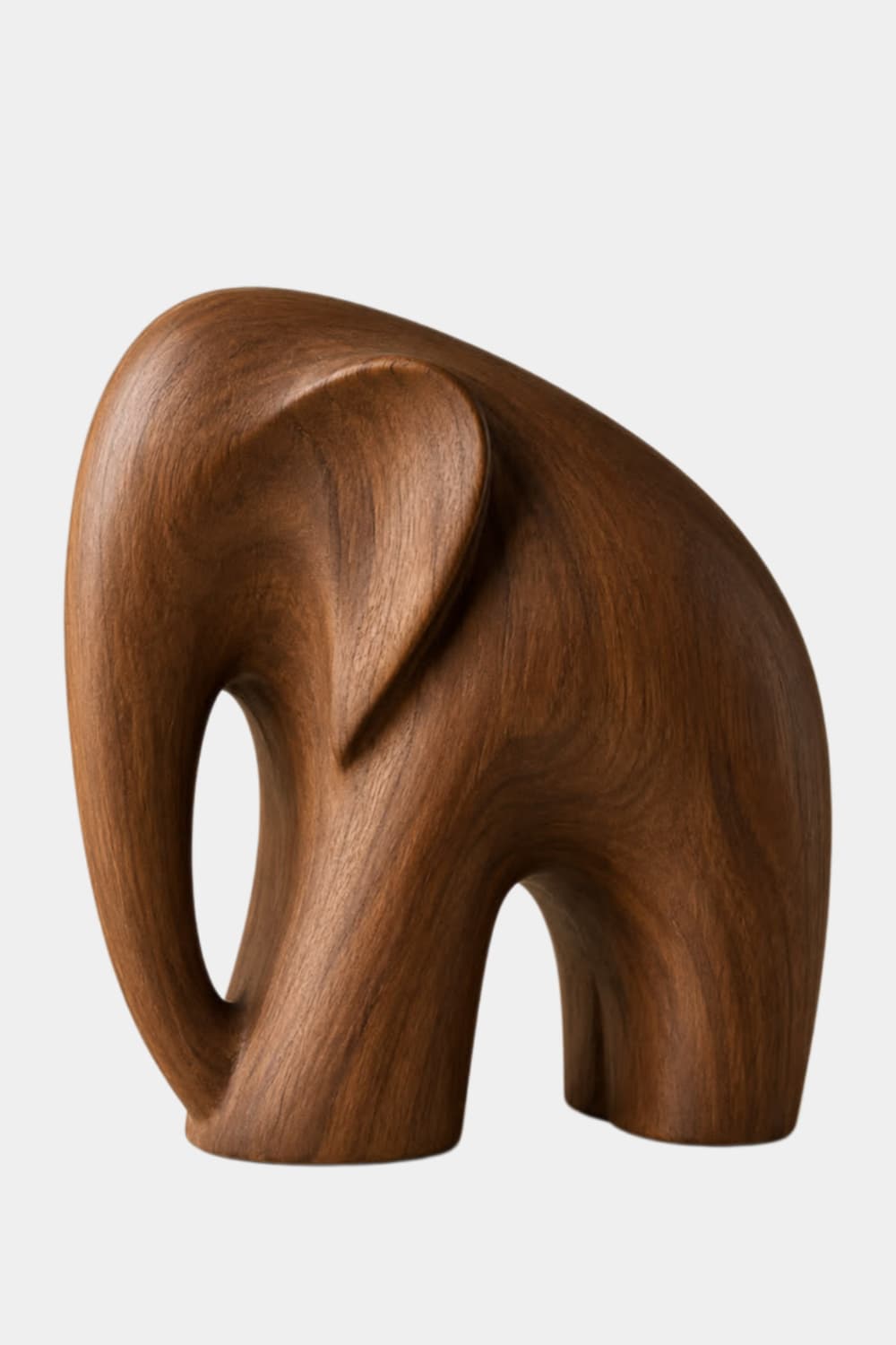 Handcarved Standing Wooden Elephant Figurine | Nordic Animal Desk Sculpture