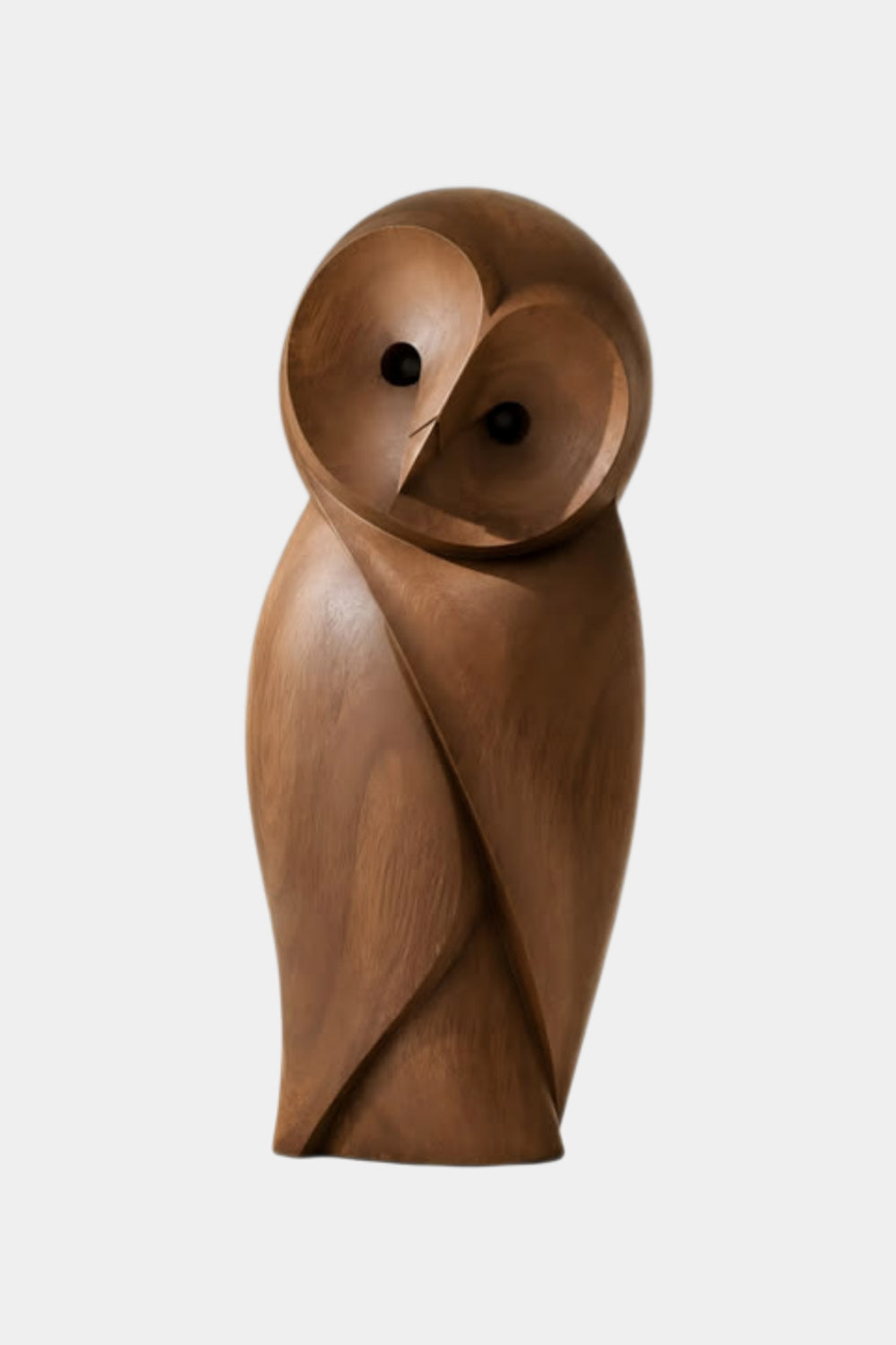 Minimalist Carved Wooden Owl Statue | Modern Bird Figurine Tabletop Art Decor