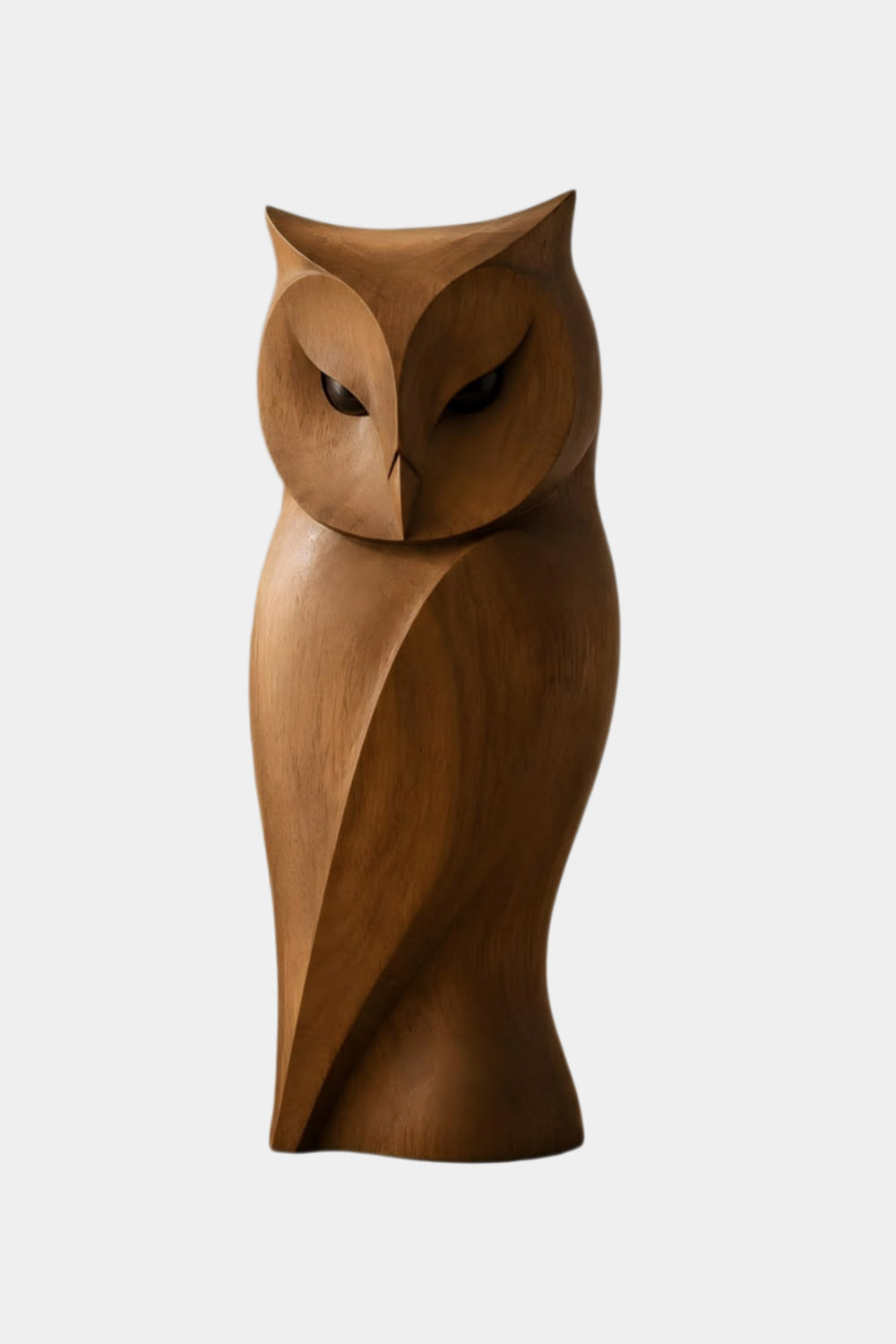 Sleek Wooden Owl Statue Sculpture | Hand Carved Modern Bird Accent Decor