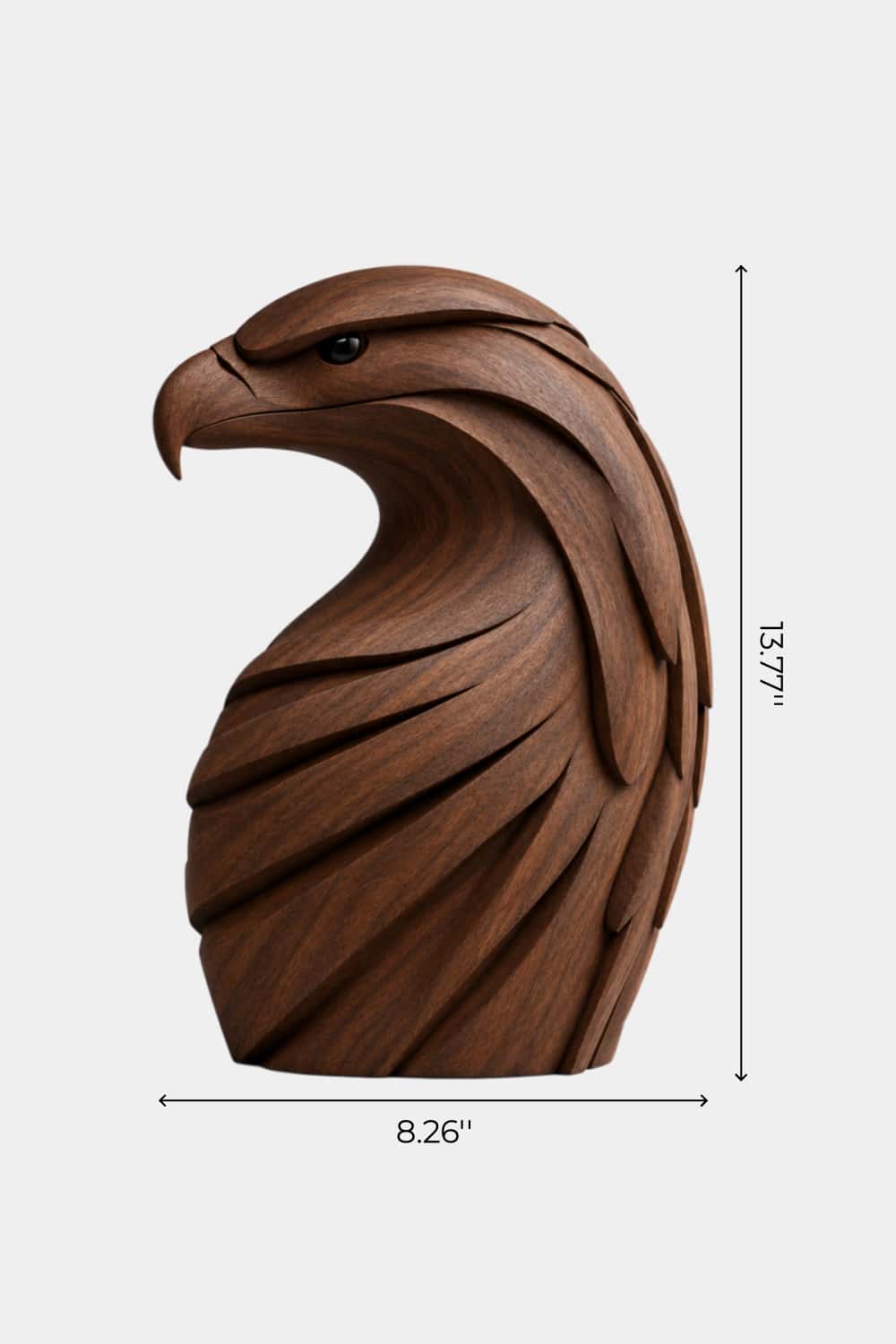 Majestic Carved Wooden Eagle Bust Statue | Layered Raptor Head Office Decor