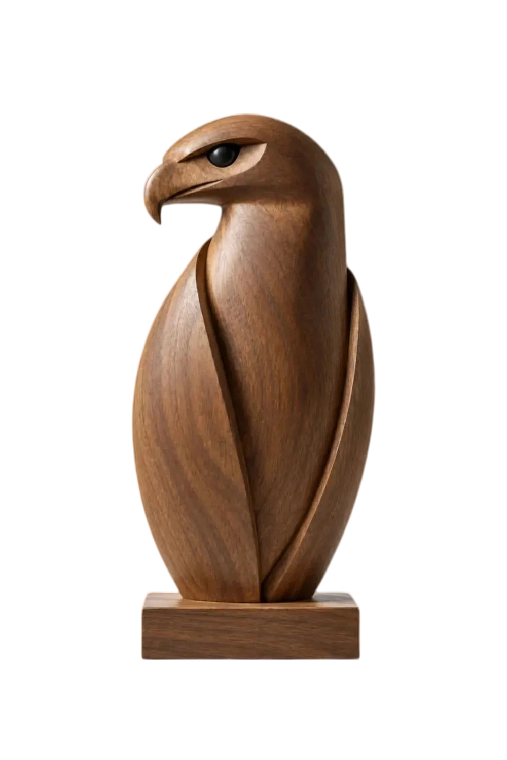 Minimalist Carved Wooden Falcon Statue | Sleek Perched Hawk Bird Figurine Decor