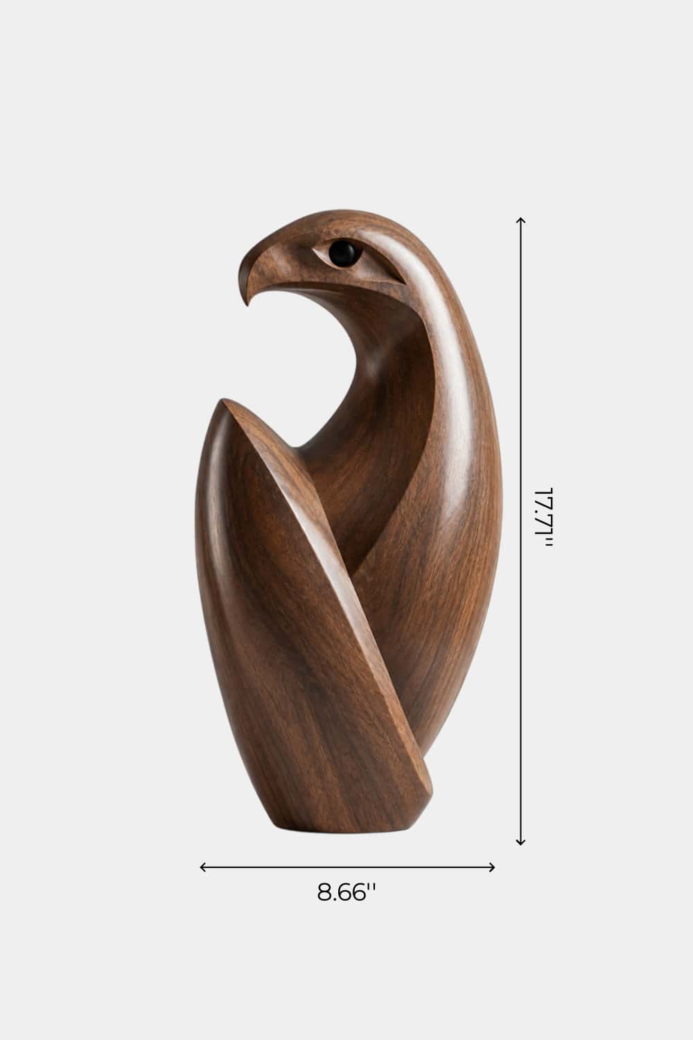 Modern Abstract Wooden Hawk Sculpture | Fluid Curved Bird Figurine Table Decor