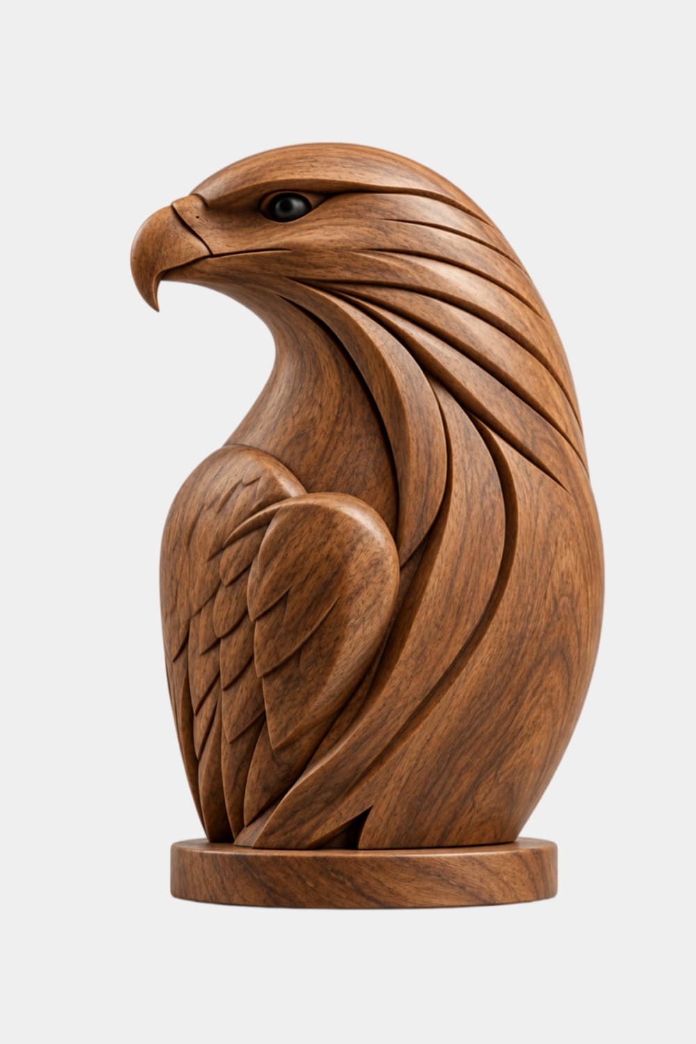 Detailed Carved Wooden Standing Eagle Statue | Bird Figurine Tabletop Decor