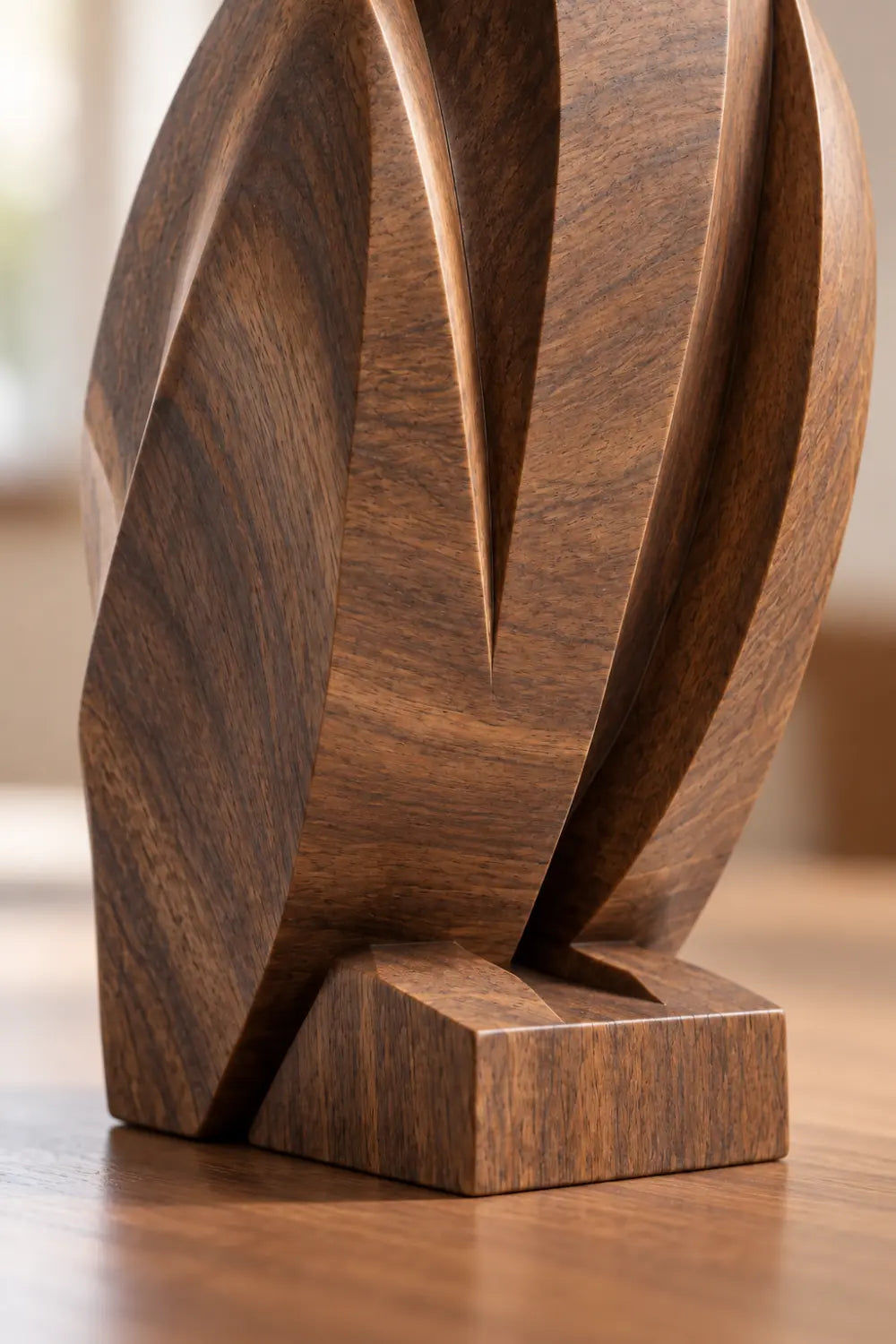 Geometric Carved Wooden Eagle Statue | Modern Faceted Bird Sculpture Home Decor