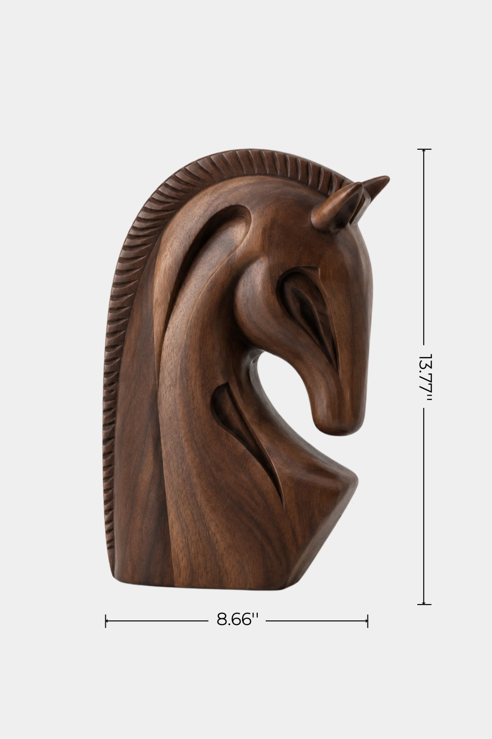 Sculpted Wooden Horse Head Statue | Modern Equestrian Bust Figurine Desk Decor