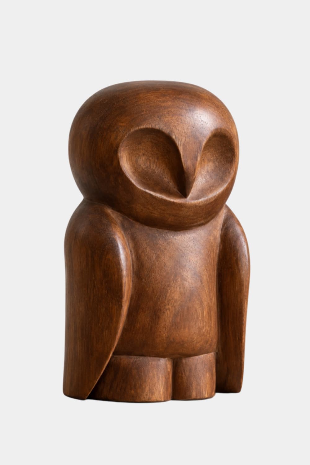 Nordic Wooden Owl Statue Sculpture | Handcrafted Smooth Bird Figurine Shelf Decor