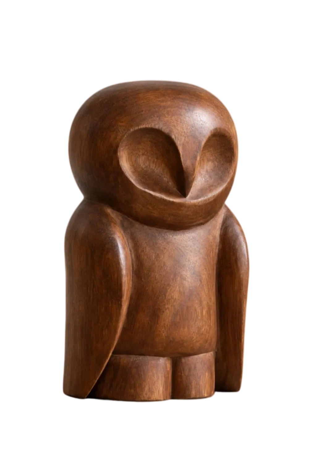 Nordic Wooden Owl Statue Sculpture | Handcrafted Smooth Bird Figurine Shelf Decor