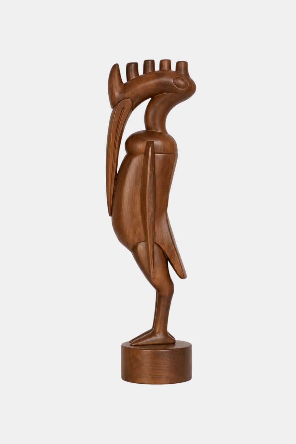 Mid Century Wooden Ibis Statue | Avant Garde Long Beaked Bird Decor