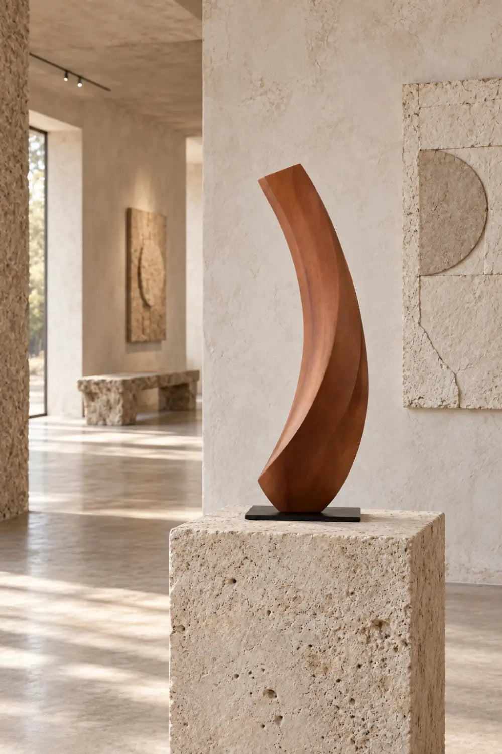 Modern Abstract Hand Carved Wood Sculpture Decorative Wood Carving Art